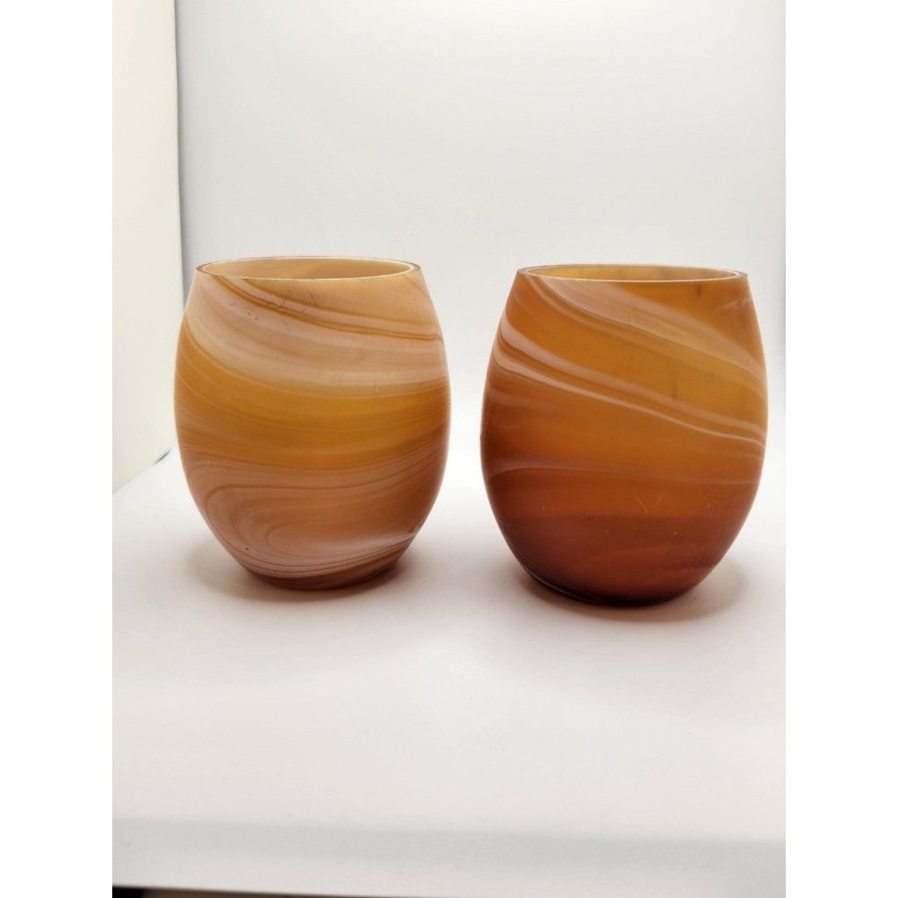 Amber Glass Votive Holders set of 2
